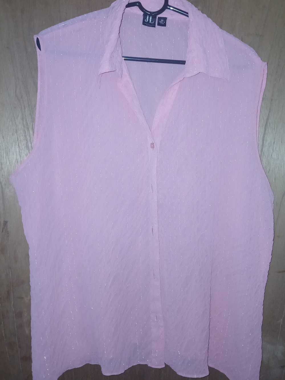 Light Pink Sleeveless Button-Front Blouse by Jennifer Lloyd